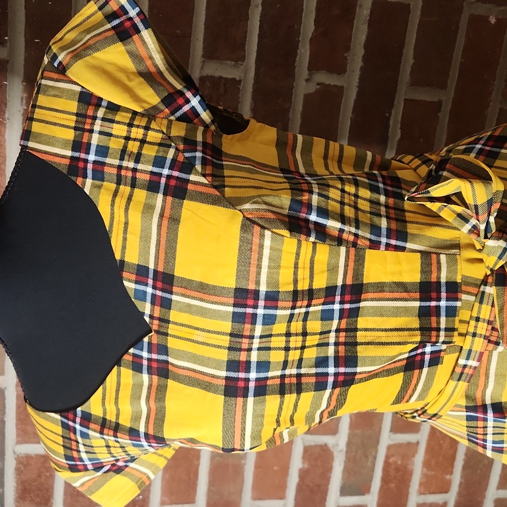 Kingfancy Yellow Plaid Retro Dress, Size Medium - Picture 2 of 8